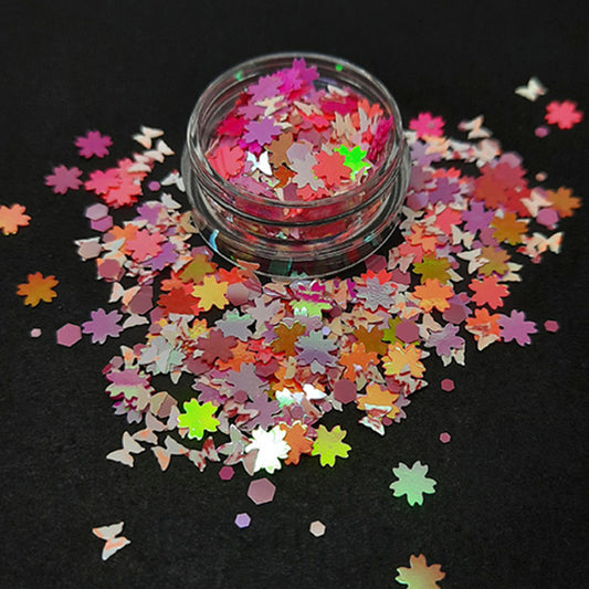 Paillettes pour ongles papillon + fleurs