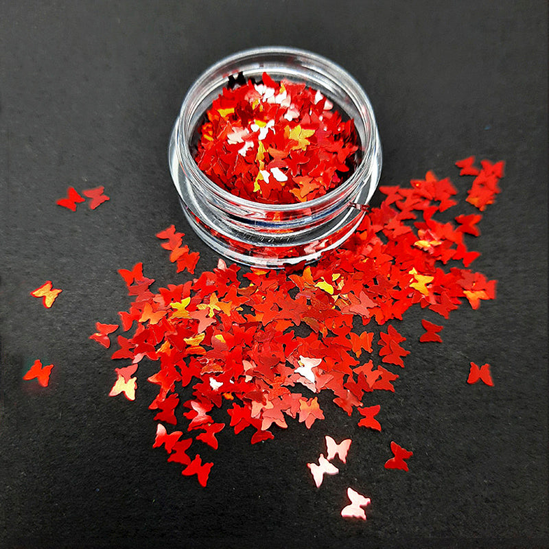 Butterfly Nail Glitter, Red Holo