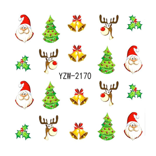 Christmas Rudolph + Santa Nail Decals