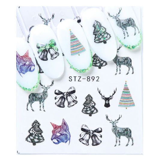 Christmas Nail Decals, Deer, Bells + Trees