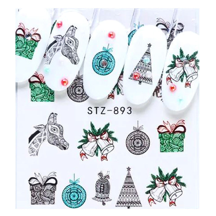 Christmas Nail Water Decals, Trees, Bells + Baubles