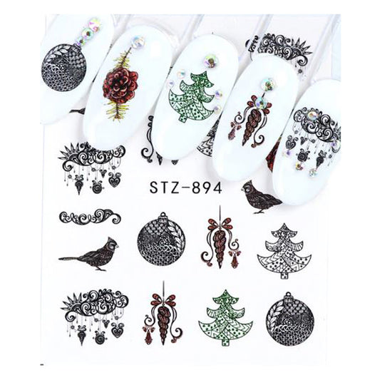 Christmas Water Decals, Trees, Baubles + Birds