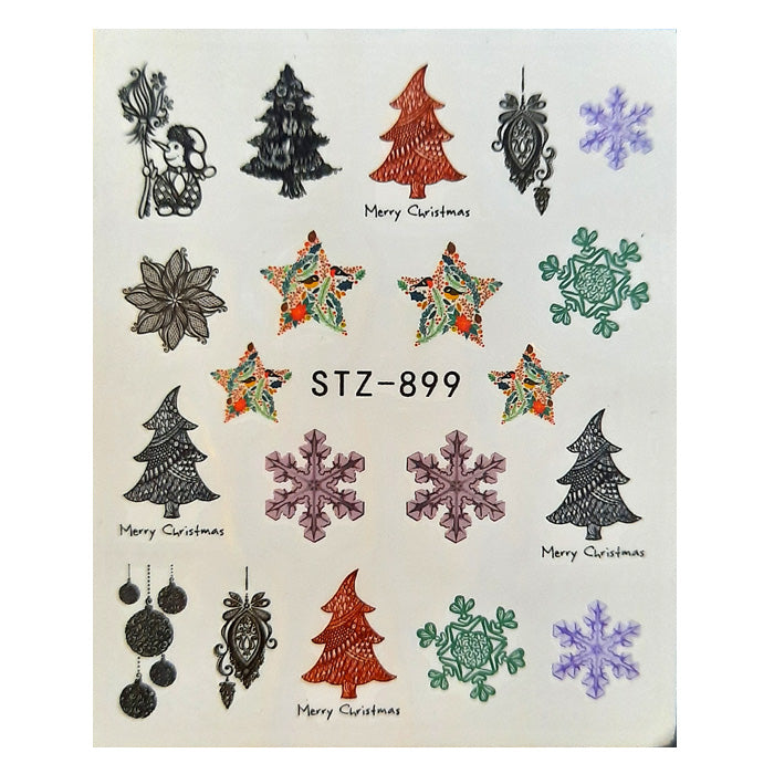 Christmas Nail Decals with Trees, Snowflakes + Baubles