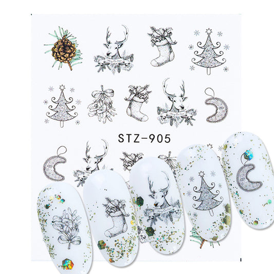 Christmas Nail Decals with Deer, Stockings + Trees