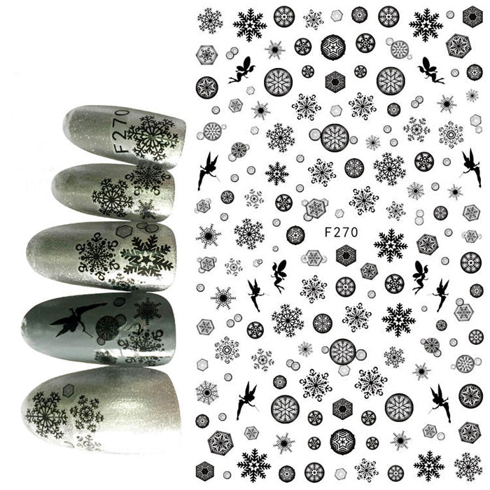 Christmas Fairy Snowflake Stickers Black