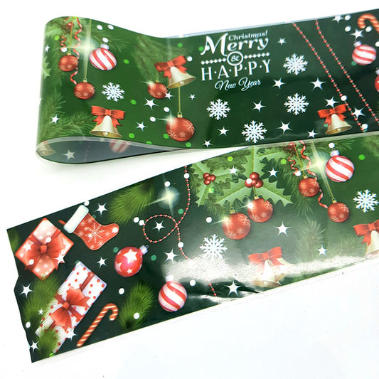 Christmas Theme on Green Nail Foil