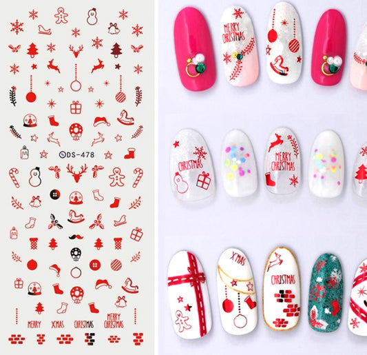 Christmas Themed Nail Water Decals