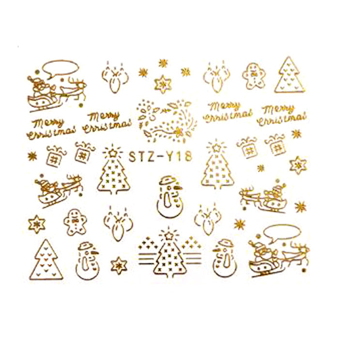 Gold or Silver Nail Art Christmas Decals