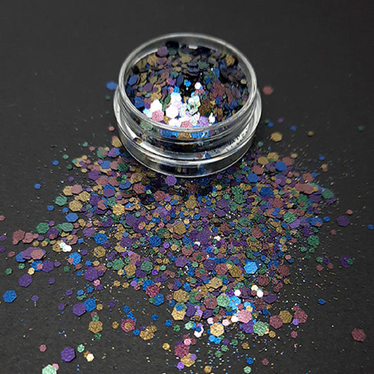 Mélange de paillettes épaisses noires pour ongles, « Oil Slick »