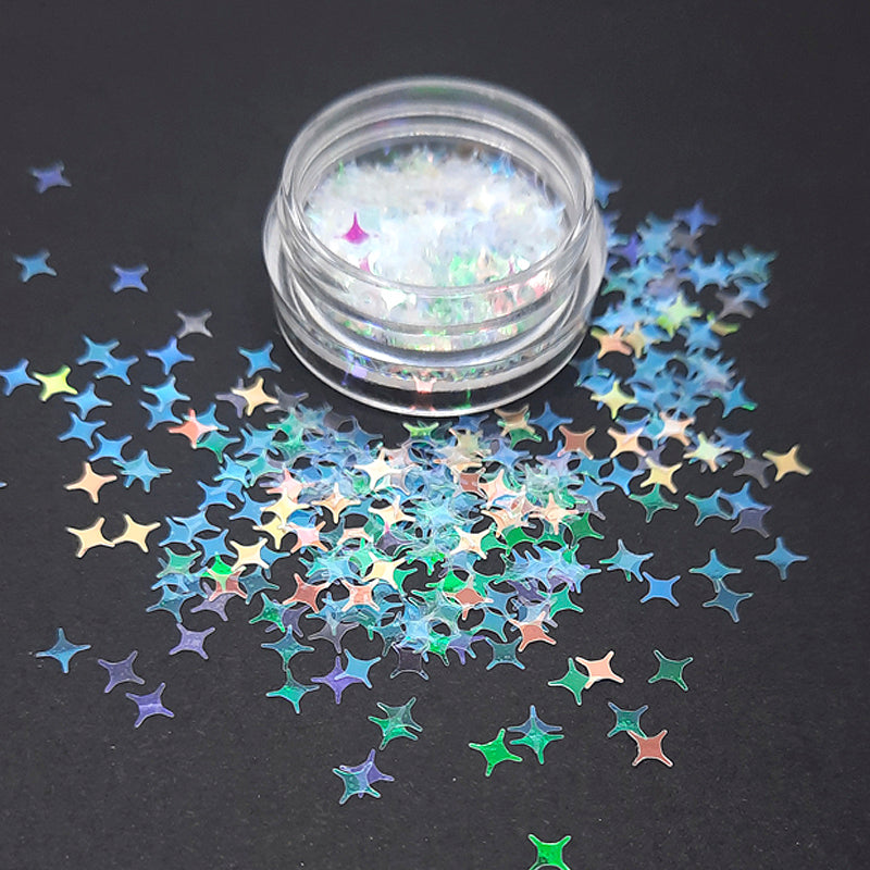 Four Angle Stars, Clear Iridescent