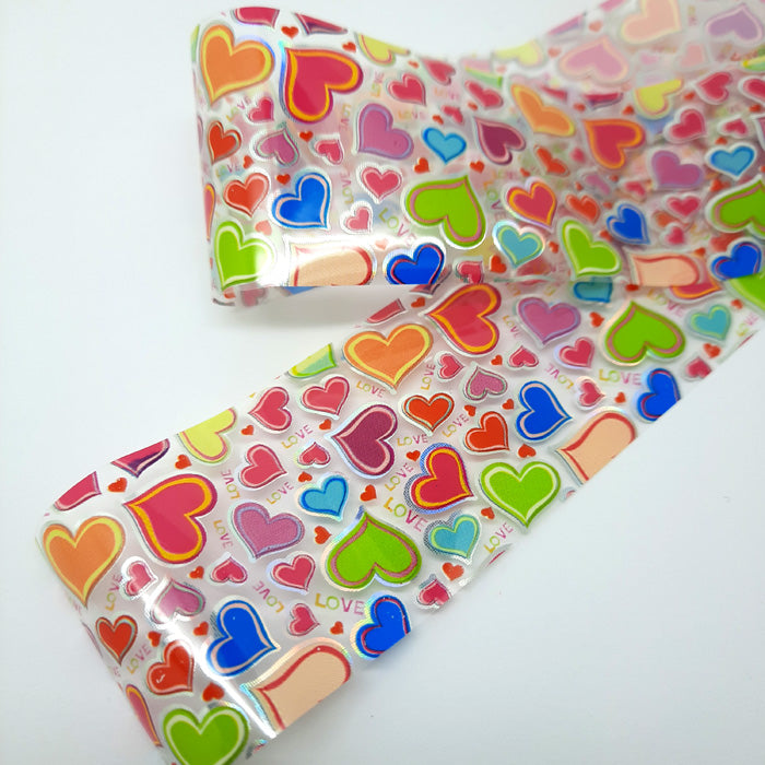 Colourful Love Hearts Nail Transfer Foil