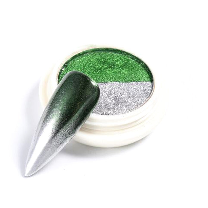Solid Duo Chrome Nail Powder #7. These are fabulous pots of nail chromes, you get two different colours in a pot, and chrome nails are trending right now.