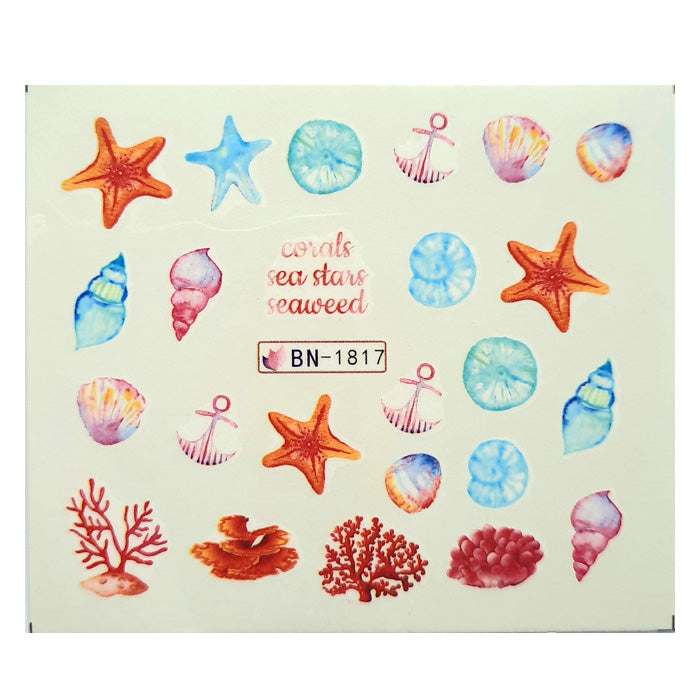 Coral, Starfish + Seaweed Nail Water Decals