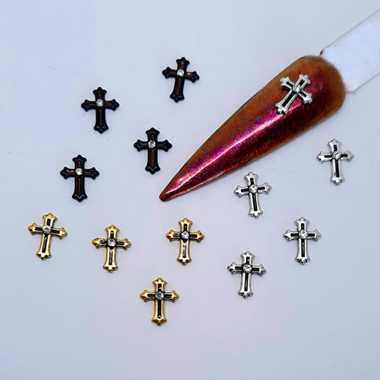 Cross Nail Charms, Gold, Silver, Black, x 4. These cross charms are absolutely stunning, choose your colour.