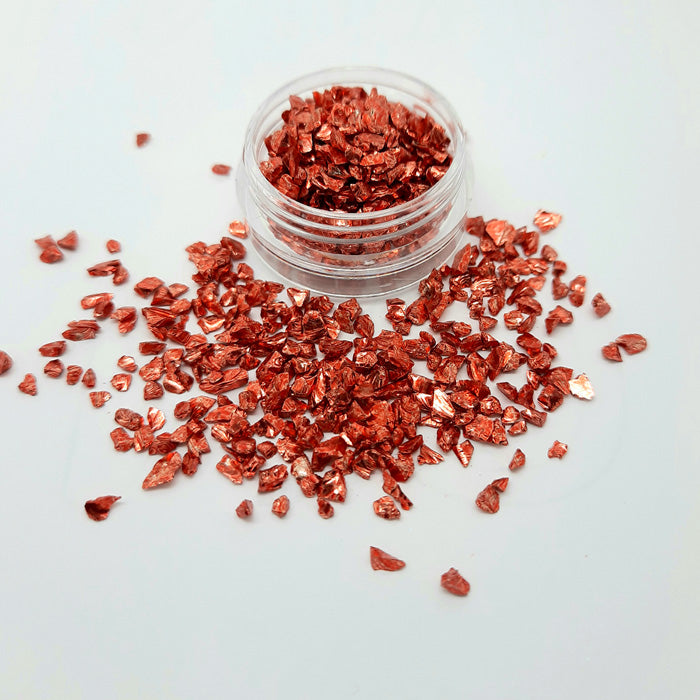 Crushed Glass Nail Art, Orange Red