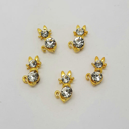 Lot de 4 breloques pour ongles de chat en or et strass