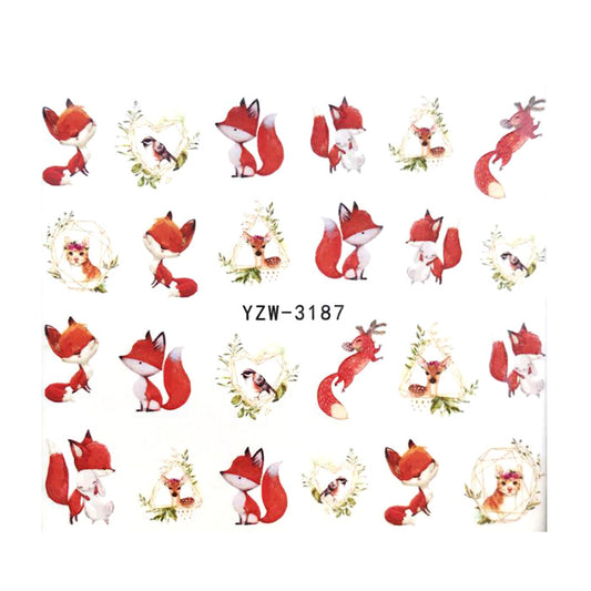 Cute Foxes Nail Water Decals