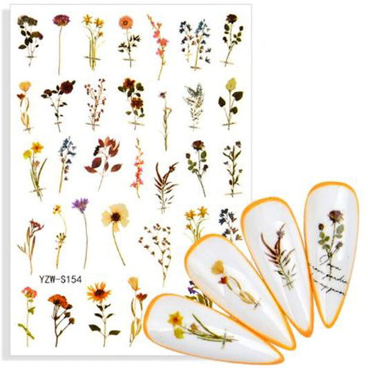 Dainty Dried Flowers Nail Stickers