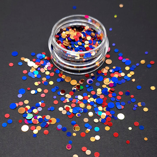 Round Sequins, Red, Gold + Dark Blue