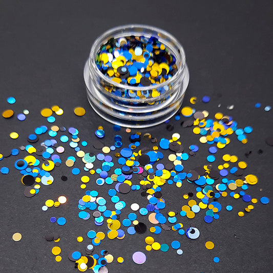 Round Sequins, Blues + Gold