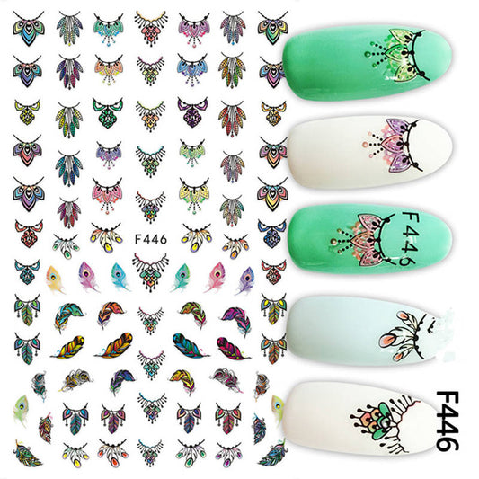 Self Adhesive Feather Necklace Nail Stickers