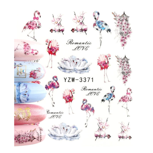 Flamingo, Flowers, Swans Decals