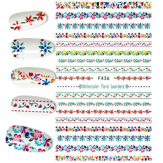 Floral Borders Nail Stickers