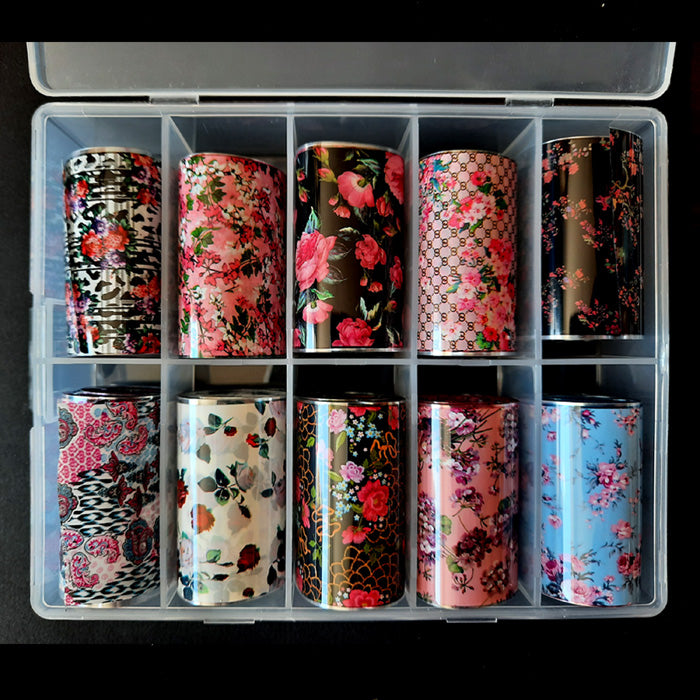 This is such a beautiful set of floral foils, all in a handy storage case.