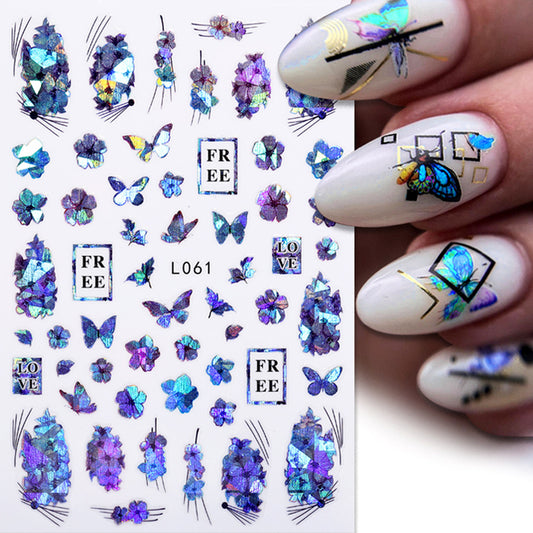 Beautiful Laser Flower + Butterfly Nail Stickers