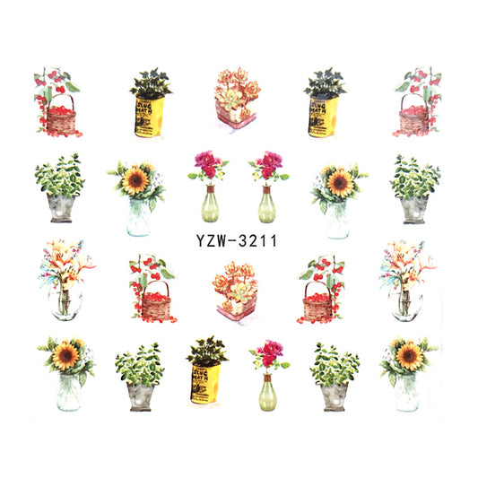 Plants + Flowers Nail Water Decals