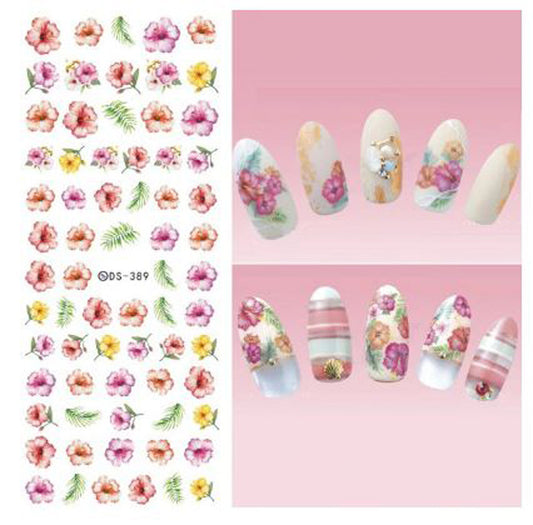 Hibiscus Flower Nail Water Decals