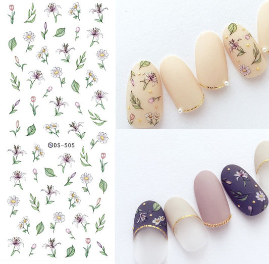 Tulips + Daisy Flower Nail Water Decals