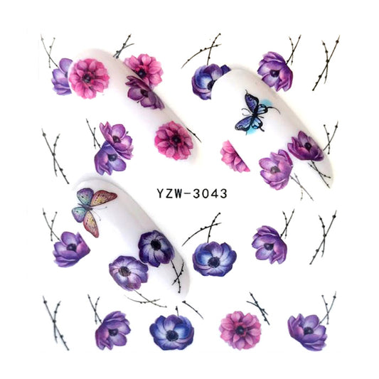 Anemone Flower Nail Water Decals