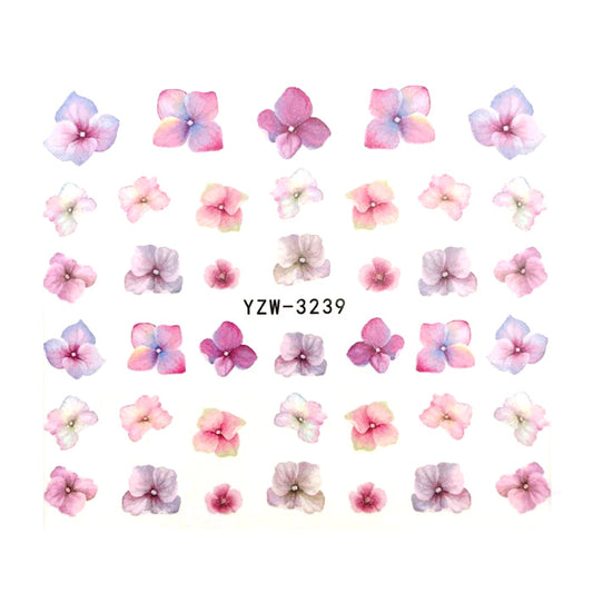 Pastel Pink Shades Flower Nail Decals