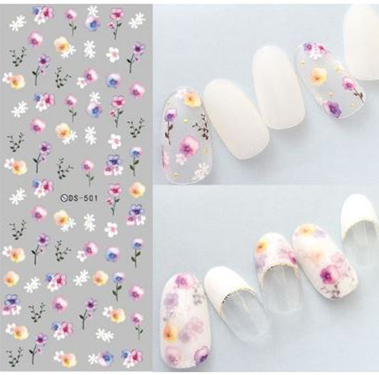 Pansy Flowers Nail Water Decals