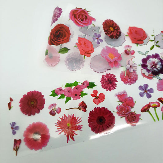 Feuille de transfert florale rose et rouge