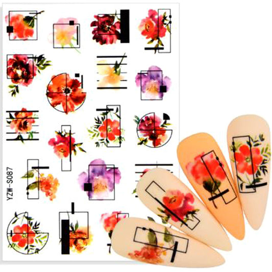 Flowers + Geometry Nail Stickers