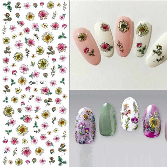 Flowers + Leaves Nail Decals