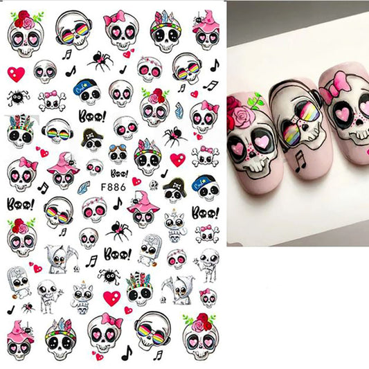 Funky Skulls Nail Stickers