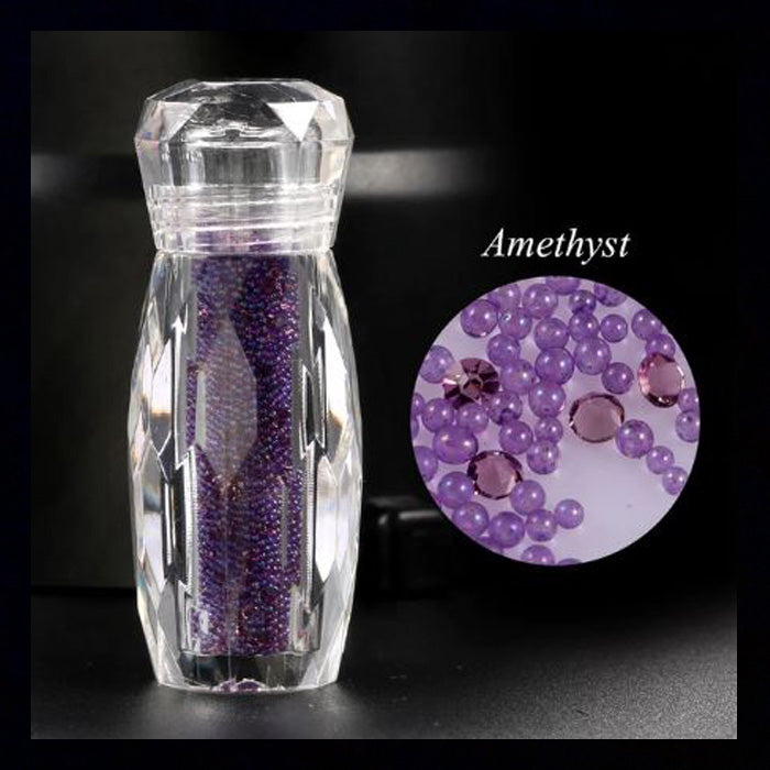 Nail Caviar Beads, Amethyst Glass with Micro Crystals