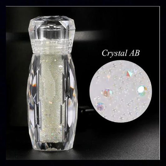 Nail Caviar Beads, AB Glass with Micro Crystals