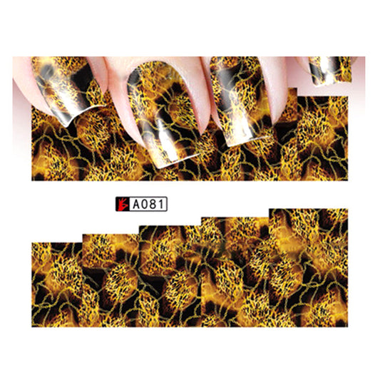 Black + Gold Abstract Design Nail Decals