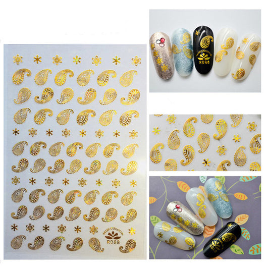 Gold Holo Paisley Nail Stickers