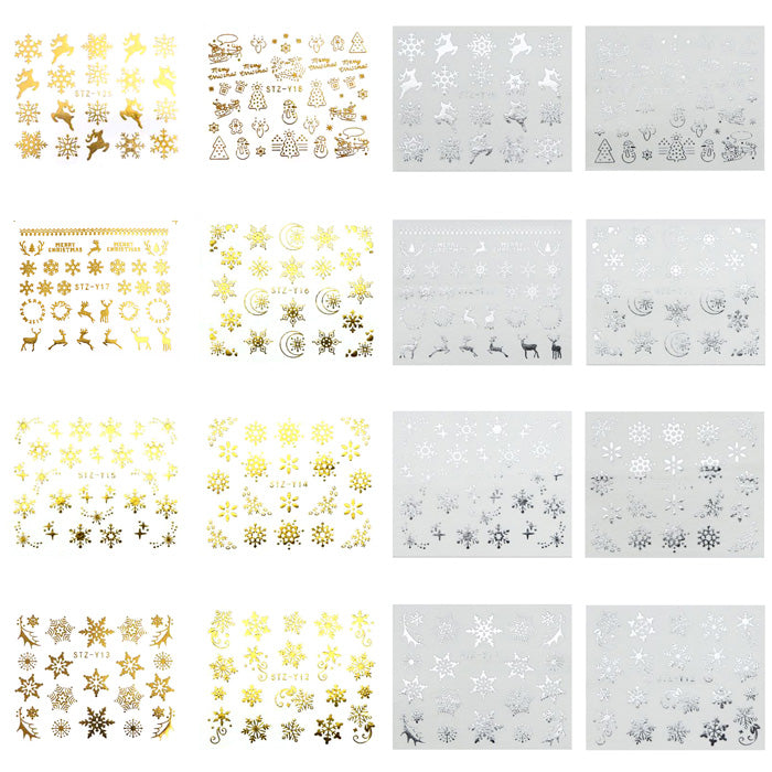 Gold or Silver Nail Art Christmas Decals