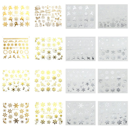 Gold or Silver Nail Art Christmas Decals, lovely designs, choose gold or silver.