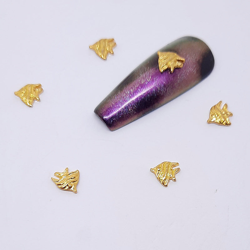 cute gold tropical fish nail charms