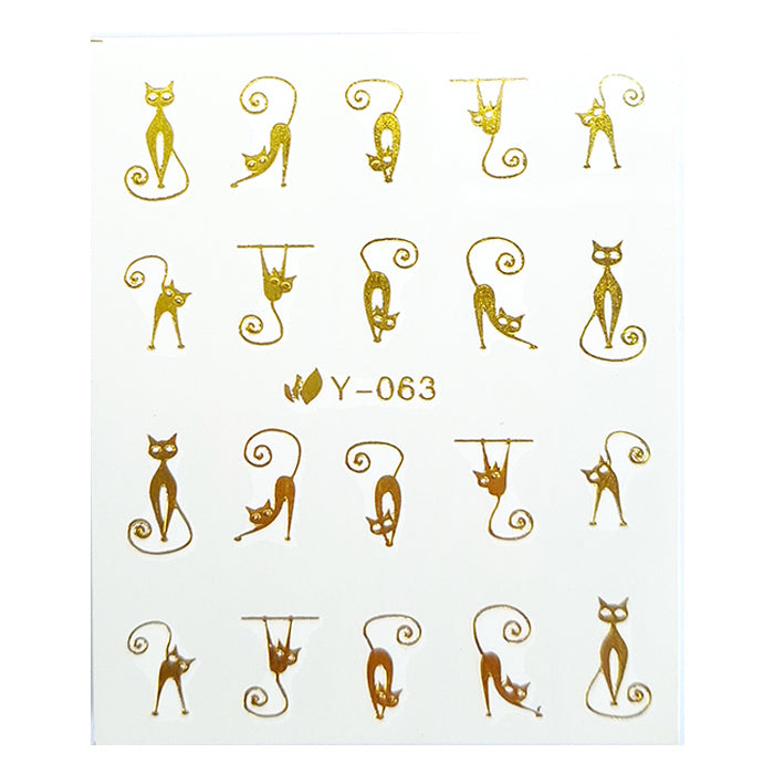 Gold Cats Nail Water Decals