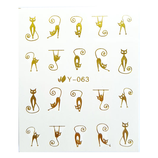 Gold Cats Nail Water Decals