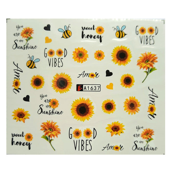 Good Vibes + Sunflowers Nail Decals