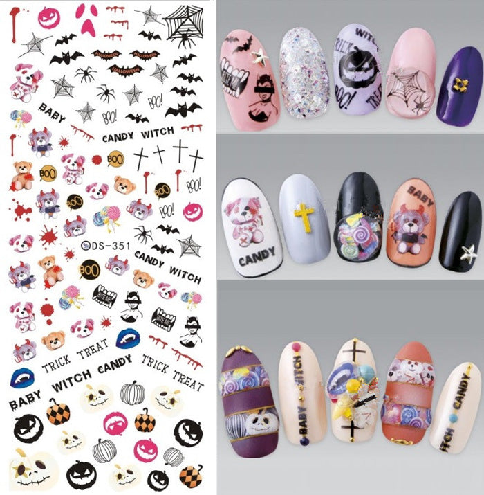 Cute Teddy Halloween Nail Decals